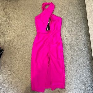 Hot Pink Halter Mini/Midi Dress